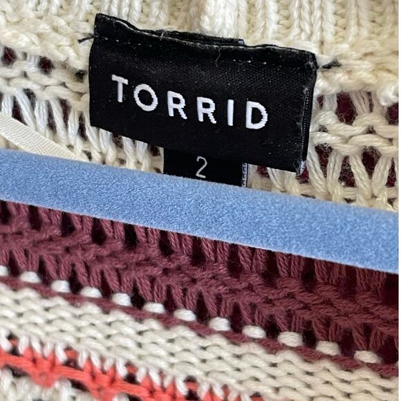 Torrid 2 Kimono Cardigan - Cotton Multi Stripes NWOT - Picture 5 of 5
